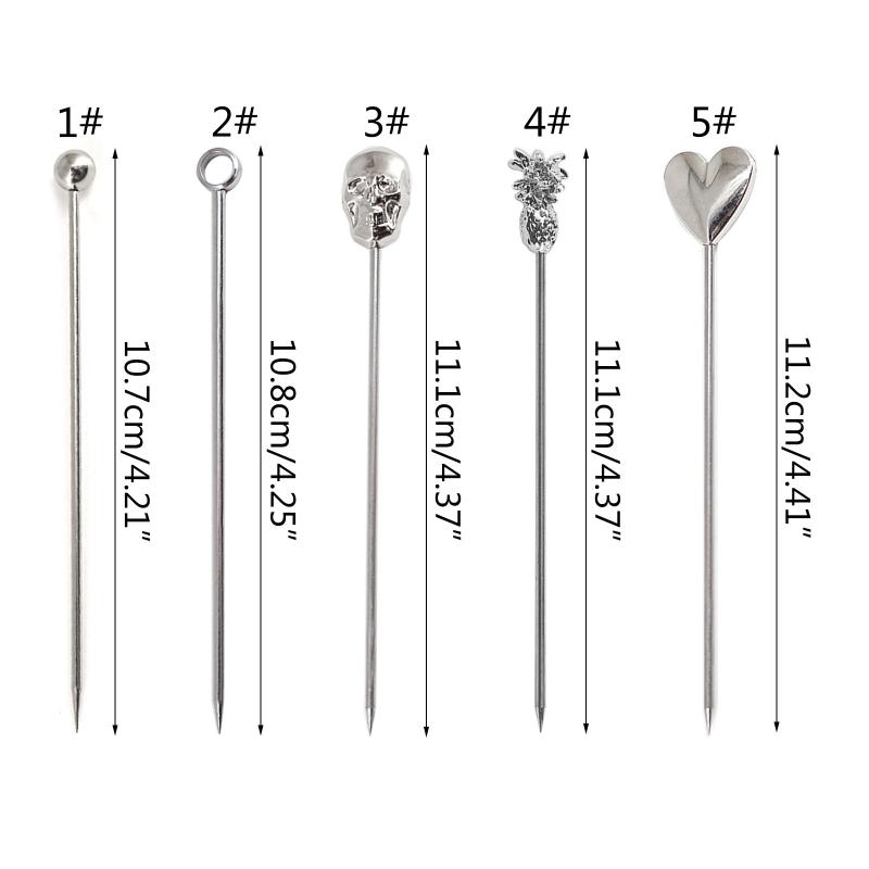 Set of 10 Cocktail Pick Stainless Steel Cocktail Pick Reusable Toothpicks Fruit Toothpick for Olives Appetizers Sandwich