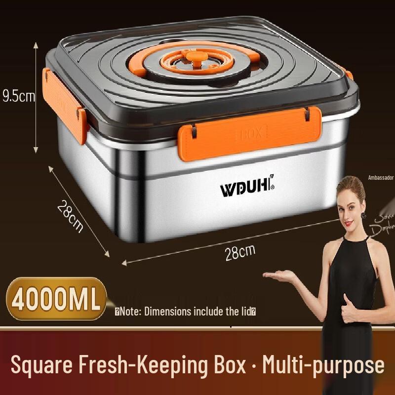 ZISIZ Stainless Steel Food Storage Container with Foldable Handle