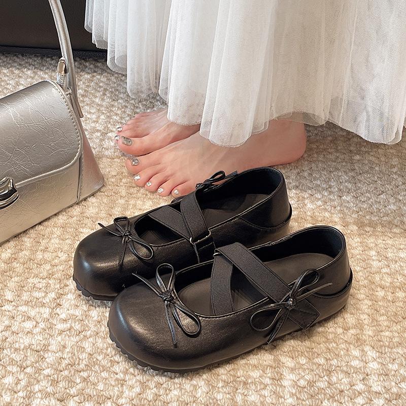 

Mary Jane 2025 spring French dance shoes sweet ballet new women s shoes casual platform two wear light mouth single shoes women 40 чёрный