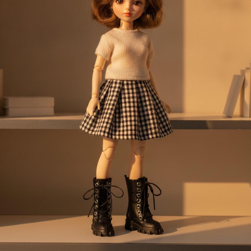 Miniature Doll Boots with Zipper | Thick Lugged Sole TPU Material, utility
