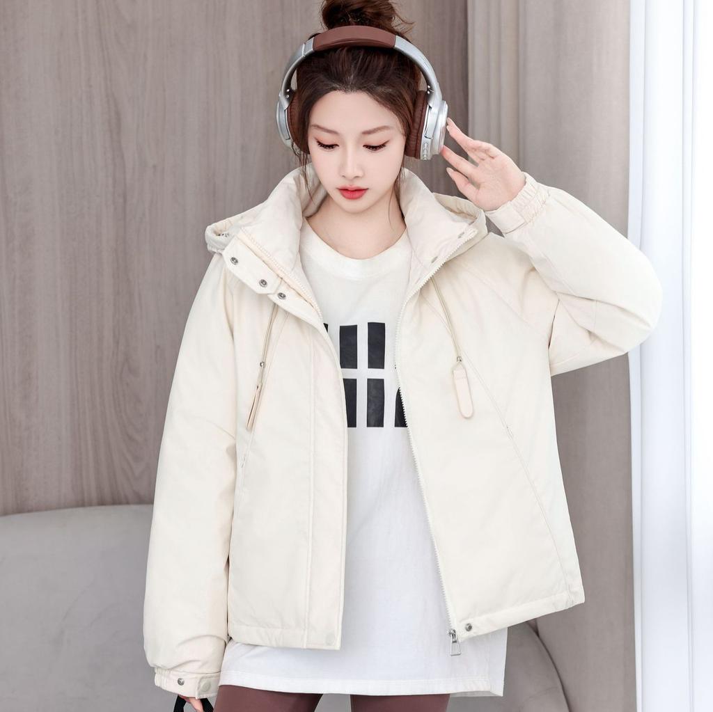 Han Fan Color Casual Two-Cotton Jacket Women's European Products Spring New Hooded Long Sleeve Padded Cotton Age-Reducing Outerwear Tide