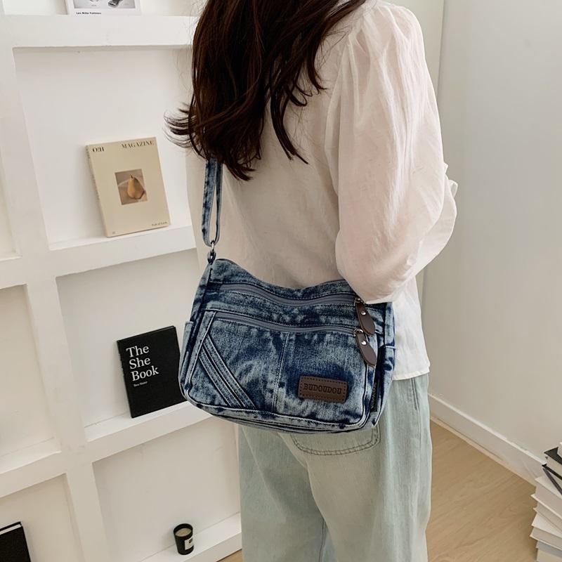 Borsa in Denim da Donna a Spalla per Pendolari Borsa a Tracolla di Grande Capacità