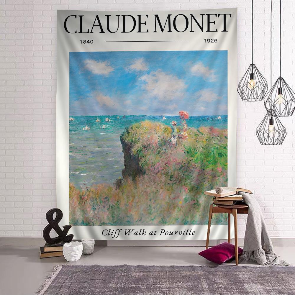 Impressionism Artist Claude Monet Chart Tapestry Bohemian Wall Tapestries Mandala Wall Art Decor