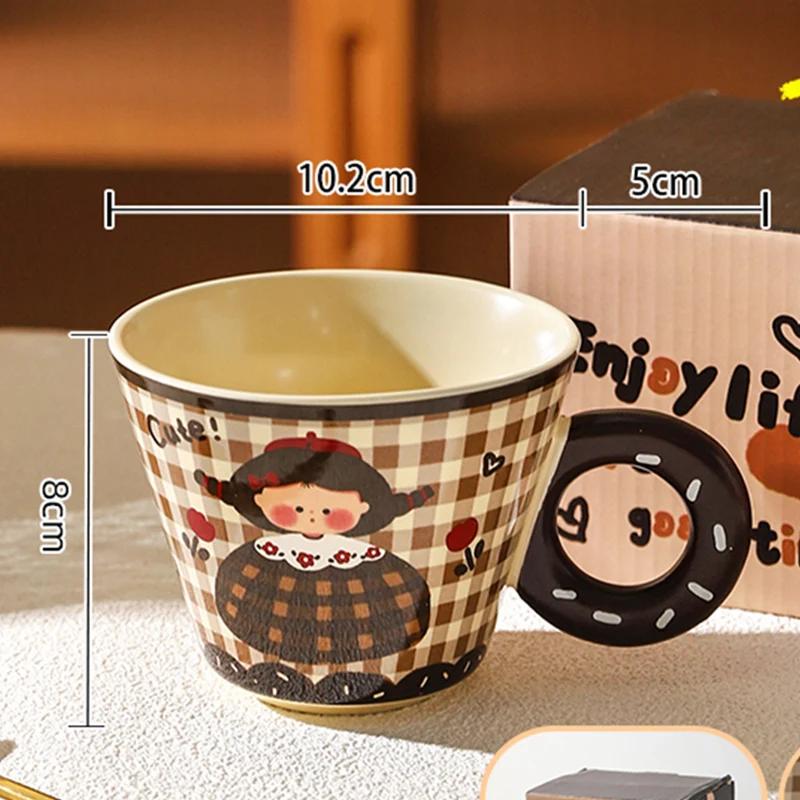 Happy Girl Keramiska Kaffekoppar Hem Frukost Yoghurtmuggar Fritid Kontor Utsökt Kaffekopp Vän Födelsedagspresenter