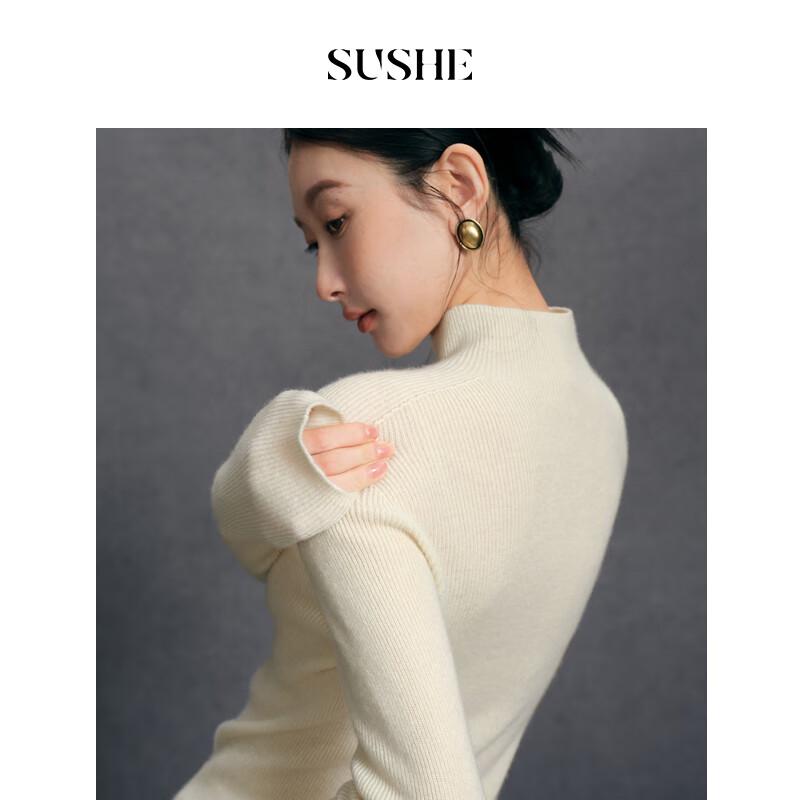 

SUSHE Women s Ruffle Collar 100% Merino Wool Knit Top M