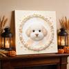 DIY 5D Pearl Bead Painting Kit with Frame Cute Bichon Dog Design Shiny Canvas Art for Bedroom Wall Decor and Special Birthday Gift