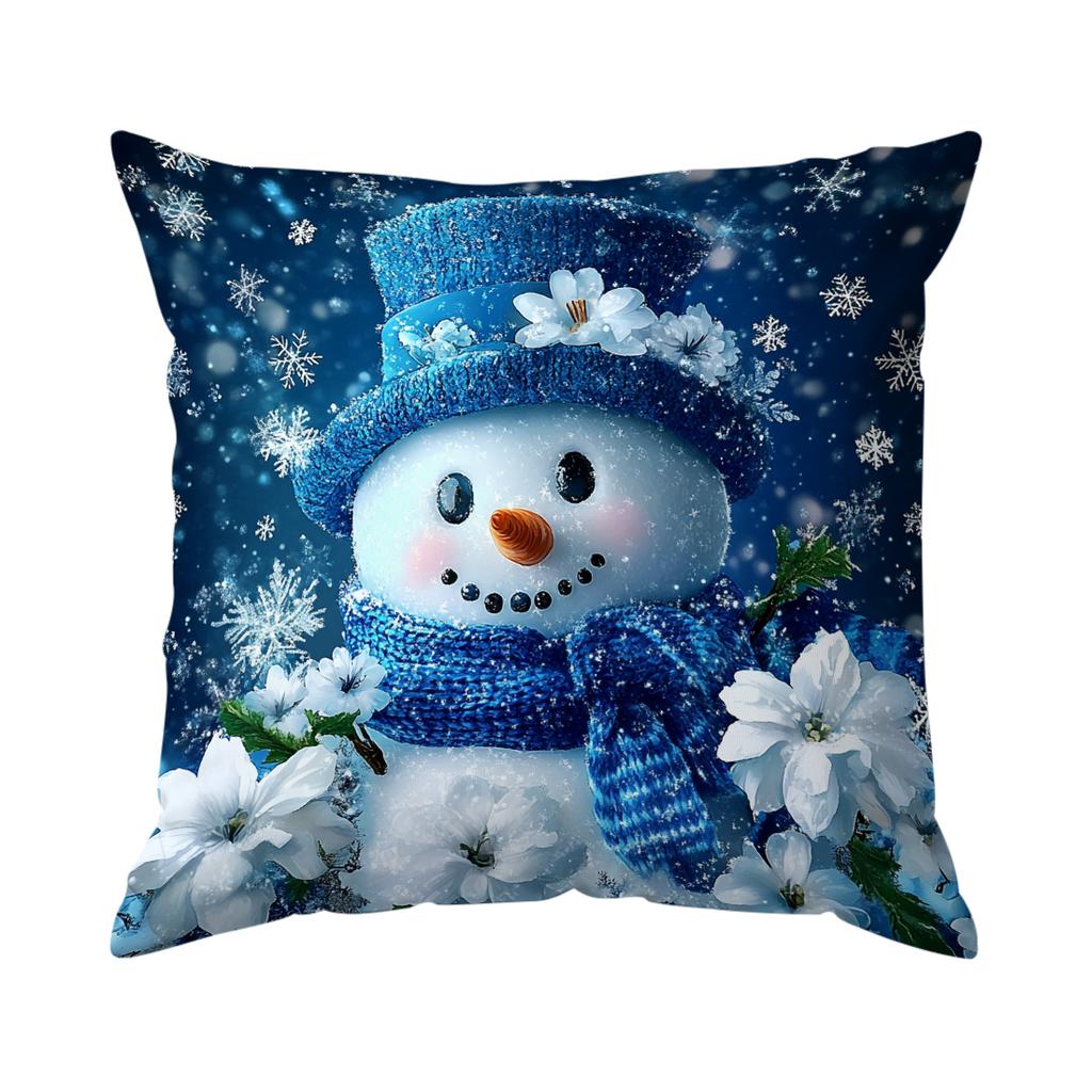 45X45Cm Floral Snowman Christmas Pillowcase Bedroom Cushion Cover 100% Polyester Living Room Cushion Pillowcase Home Decor