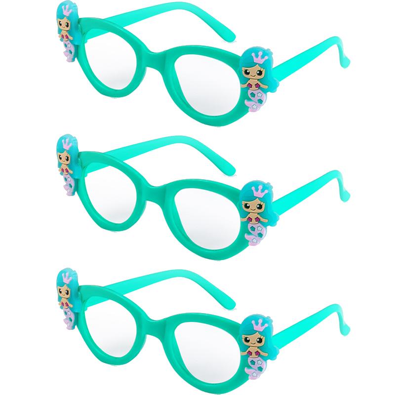 3/6pcs Mermaid Plastic Glasses Little Mermaid Themed Party Photo Prop Kids Girls 1st Birthday Party Gift Baby Shower Supplies