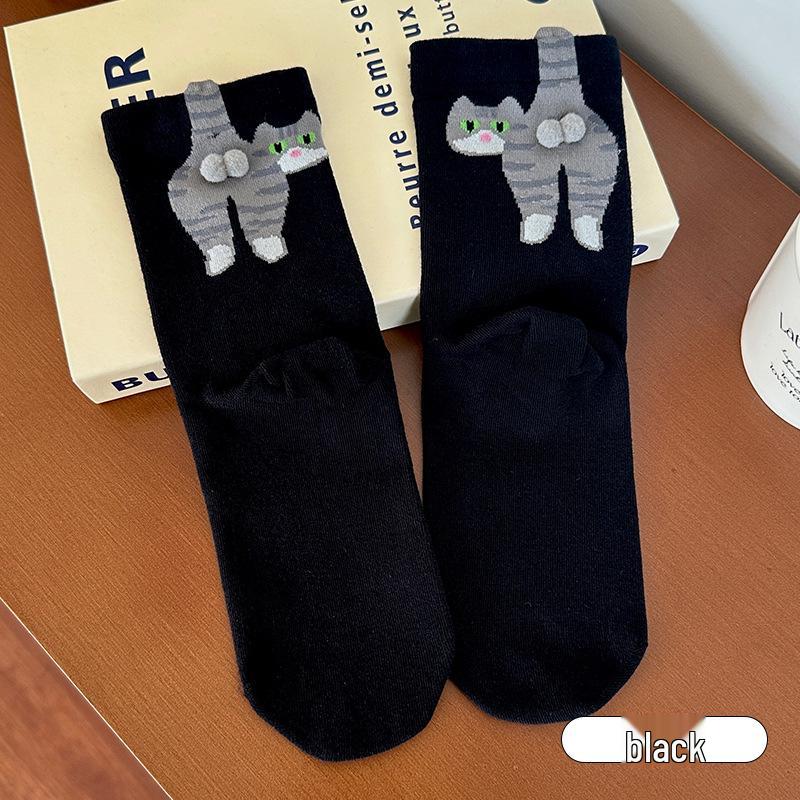 

Zhuji Socks Women s Abstract Cat Egg Sweat-Absorbent Mid-Calf Socks - Cute, Fun, and Breathable One Size - 3D Cat Egg/Quirky Cute чорний