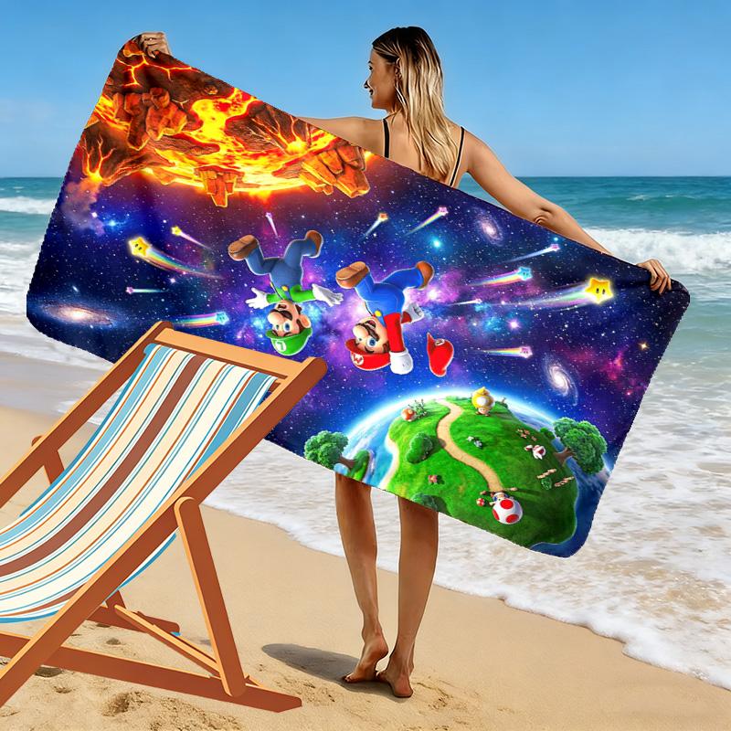 Bros Adventure Print Beach Towel, Large Soft Quick Dry Towel for Beach Camping Swimming