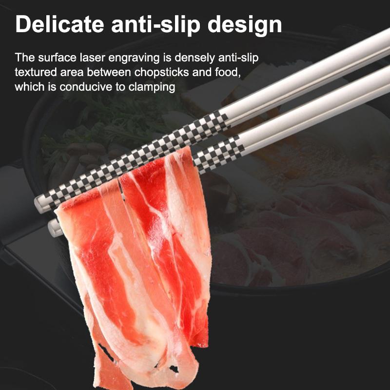 1 Pair Chinese Chopsticks 304/316Stainless Steel Non-Slip Sushi Chopstick Korean Japanese Food Metal Sticks Kitchen Tableware