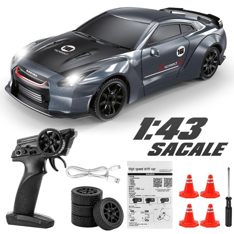 1:43 Scale 4WD RC Drift Car with Gyroscope, 7-Color Lights, and Alloy Chassis