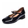 Women's Shoes Spring New Bow Buckle Single Shoes First Layer Cow Patent Leather Low Heel Two Wear Loafers Women's Shoes