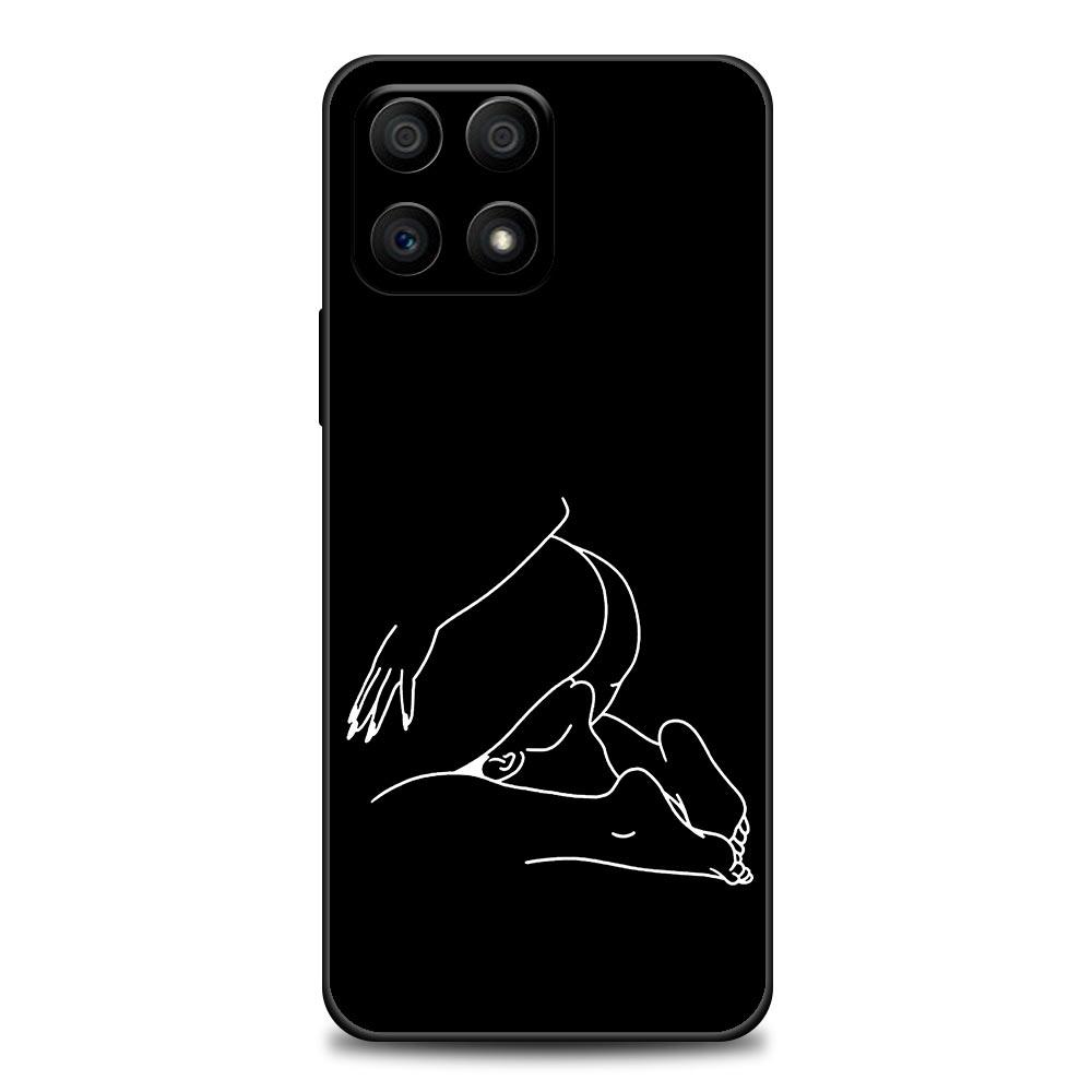 Minimalist Line Art Sexy Lover Kiss Phone Case For Honor 50 30 10 Lite 30i 20 20e 9A 9C 9X Pro 8X Nava 8i 9 Y60 Cover Soft Cases