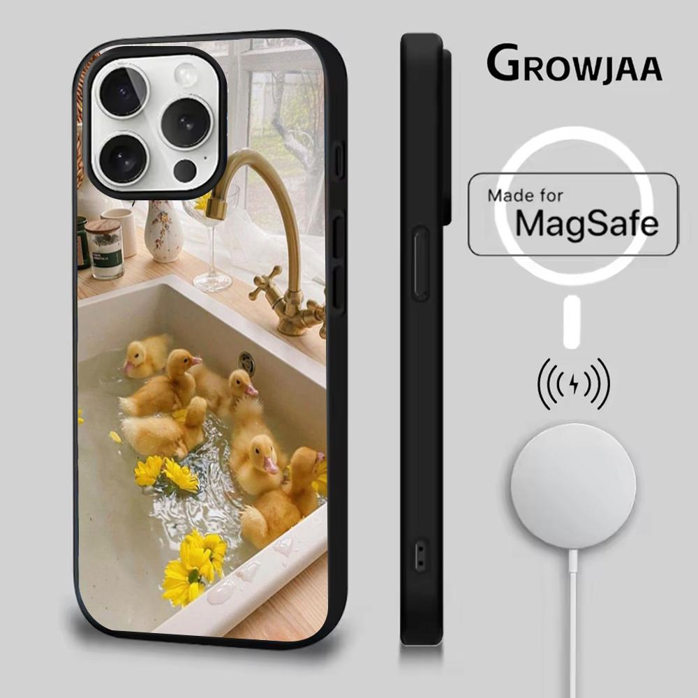 Gelbe Ente Niedliche Handyhülle Für iPhone 16e,16,15,14,13,12,11,Plus,Pro,Max,Mini Magsafe Magnetisches Kabelloses Laden
