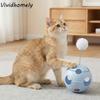 Spring Cat Teasing Ball Automatic Rotation Plush Ball Cat Football Toy with Feather with Bells Cat Interactive Toy