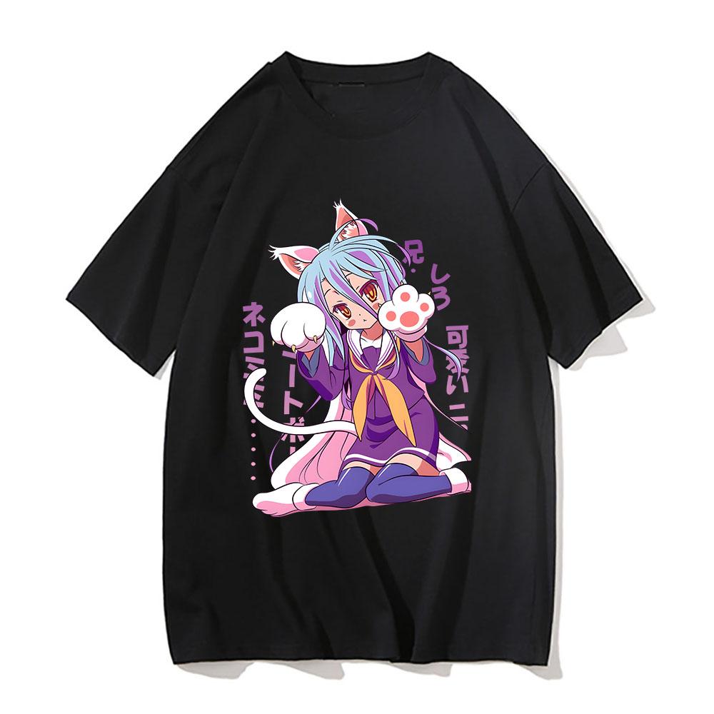 No Game No Life Shirts Manga/Comic 100% Cotton Short Sleeve T Shirts Female/Male Simple Painting Kawaii/Cute Four Seasons O-Neck