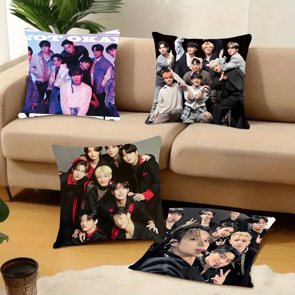 Kpop A-AteezS Pillow Case Short Plush Double-sided Print Square Throw Pillow Covers Sofa Home Cushion Decor
