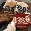 Knitted Pullover Hat for Winter Warmth Soft Wool Rhombic Pattern Hat for Women Men Unisex Fashion Styling Headpiece