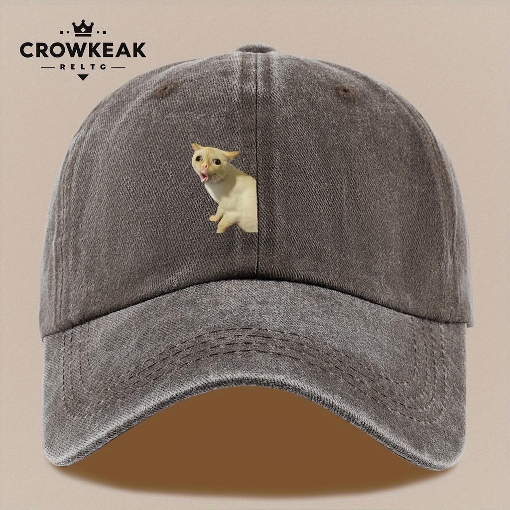 pc Fun Cat Prank Expression Print Baseball Cap Lightweight Comfortable Breathable Stylish Cute Black PAPA Truck Driver Retro Da