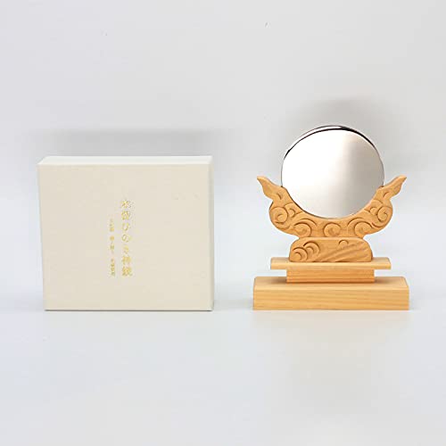 Kamidana no Sato Shinto Mirror, Kiso Hinoki Wood, 2 inches, Natural