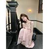 Vacation-Style French Design Pink Three-Dimensional Floral Strap Dress For Women, New Summer Waist-Cinching Slimming Long Dress