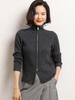 Women's Korean Style Cashmere Stand Collar Zipper Cardigan - Striped Slimming Knitwear for Autumn Winter
