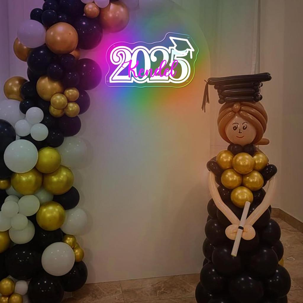 Custom Congrats Grad Neon Sign for Graduates, Personalized Dimmable Graduation Neon Name Gift for Class of 2025, Customizable Congrats Grad LED Light