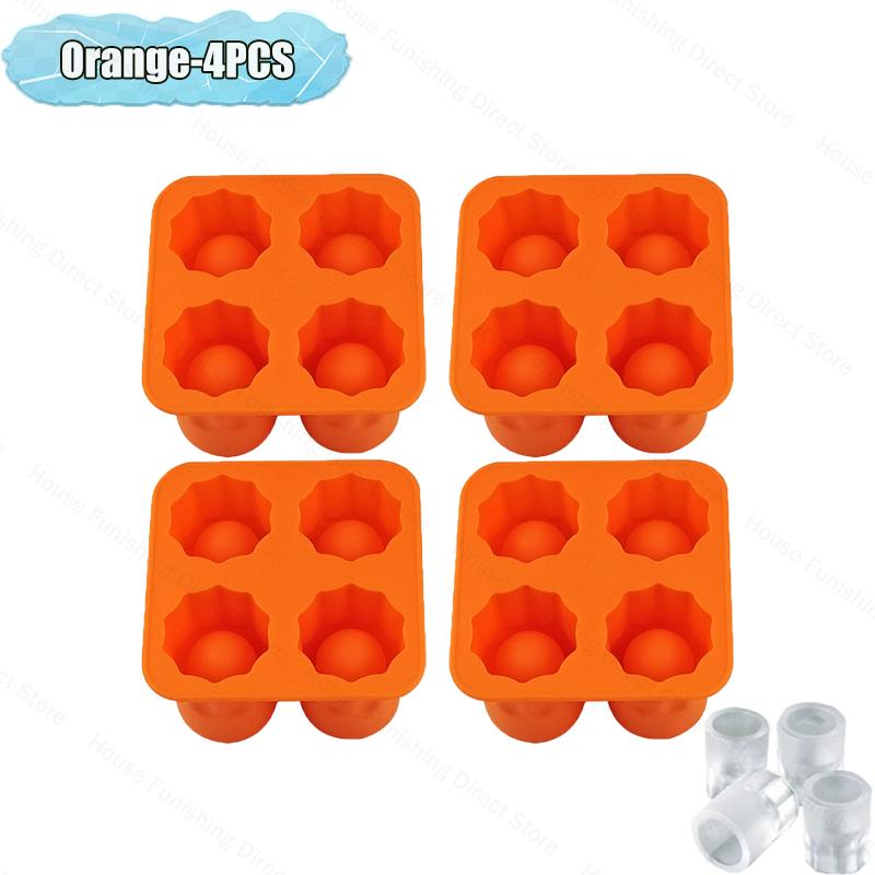 4 Cup Shape Silicone Ice Cube Mold Tray Summer Bar Party DIY Cold Drink Ice Compartment Mold Ice Cup Ice Cube Tray Kitchen Tool