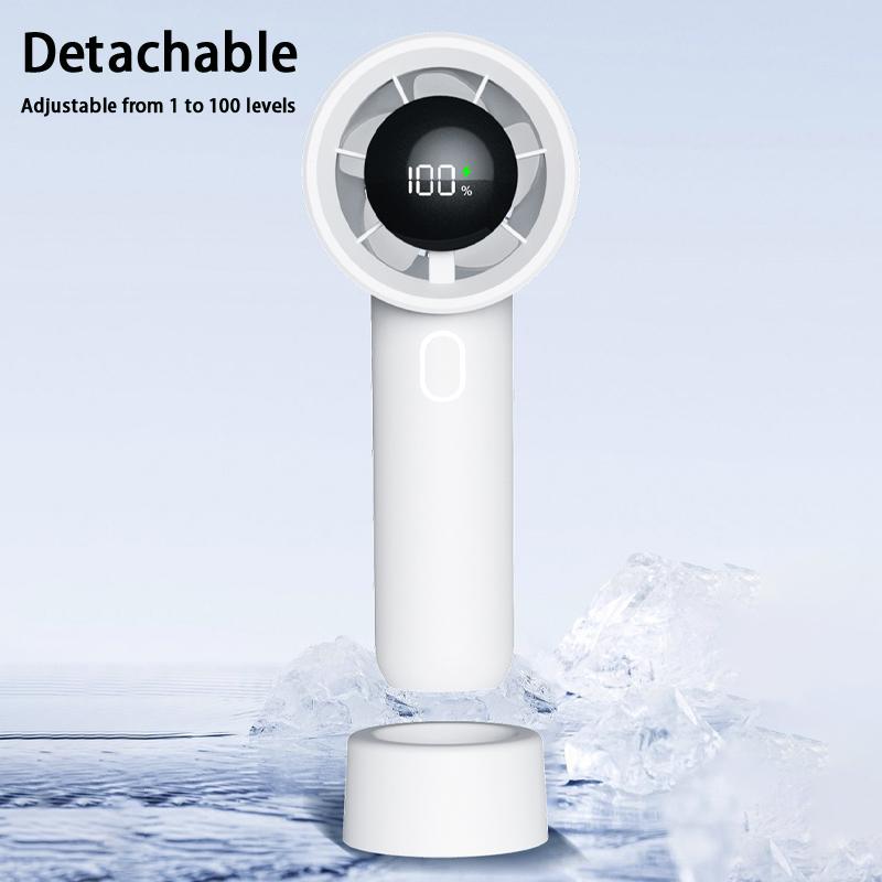 100 Speed Levels Mini Handheld Fan USB Rechargeable Cool Breeze LED Display for Makeup and Study