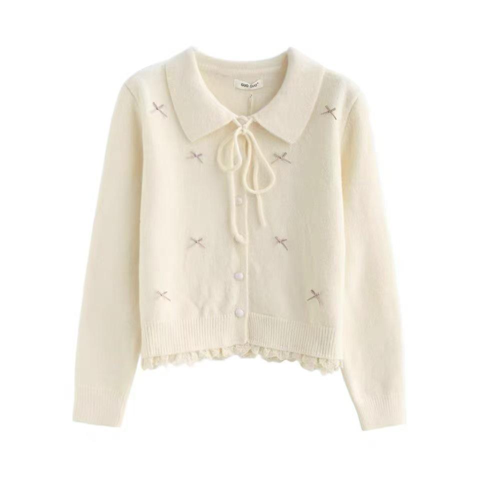 Korean Style Women's Soft Knit Lapel Tie Cardigan Sweater Coat for Autumn/Winter