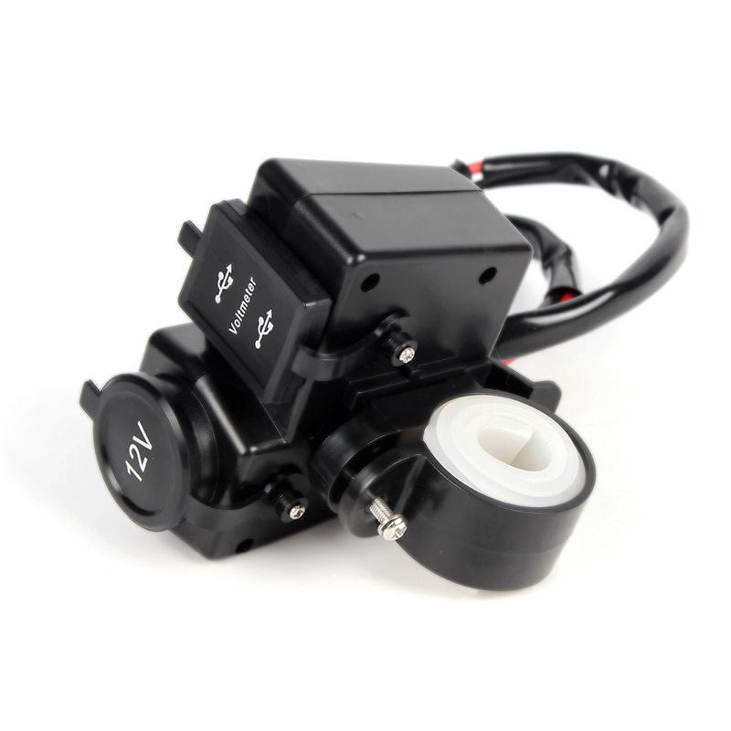 Dc12/24V Motorcycle Atv Cigarette Lighter Socket 2Usb 3.1A Charger Led Voltmeter