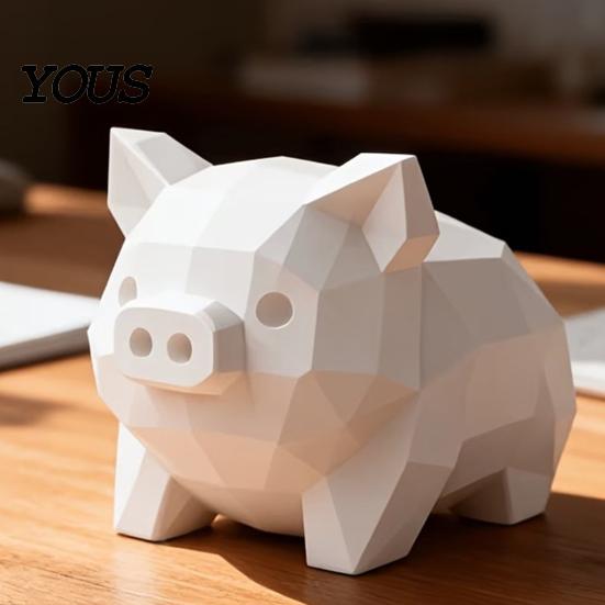 Minimalist Animal Decor 3D Printed Geometric Piglet Figurine, Modern Statue, Pig Sculpture, Matte Sculpture Compact Ornament for Home Office