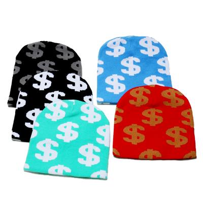 Winter Hat Dollar Jacquard Beanie Hat Warm Knitted Hat Hip Hop Trend Unisex Cold Hat Man