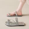 Fashion CRLAYDK Flip Flops for Women Rhinestone Dressy Flats Sandals Summer Beach Slides Casual Walking Slippers Party Strap Shoes