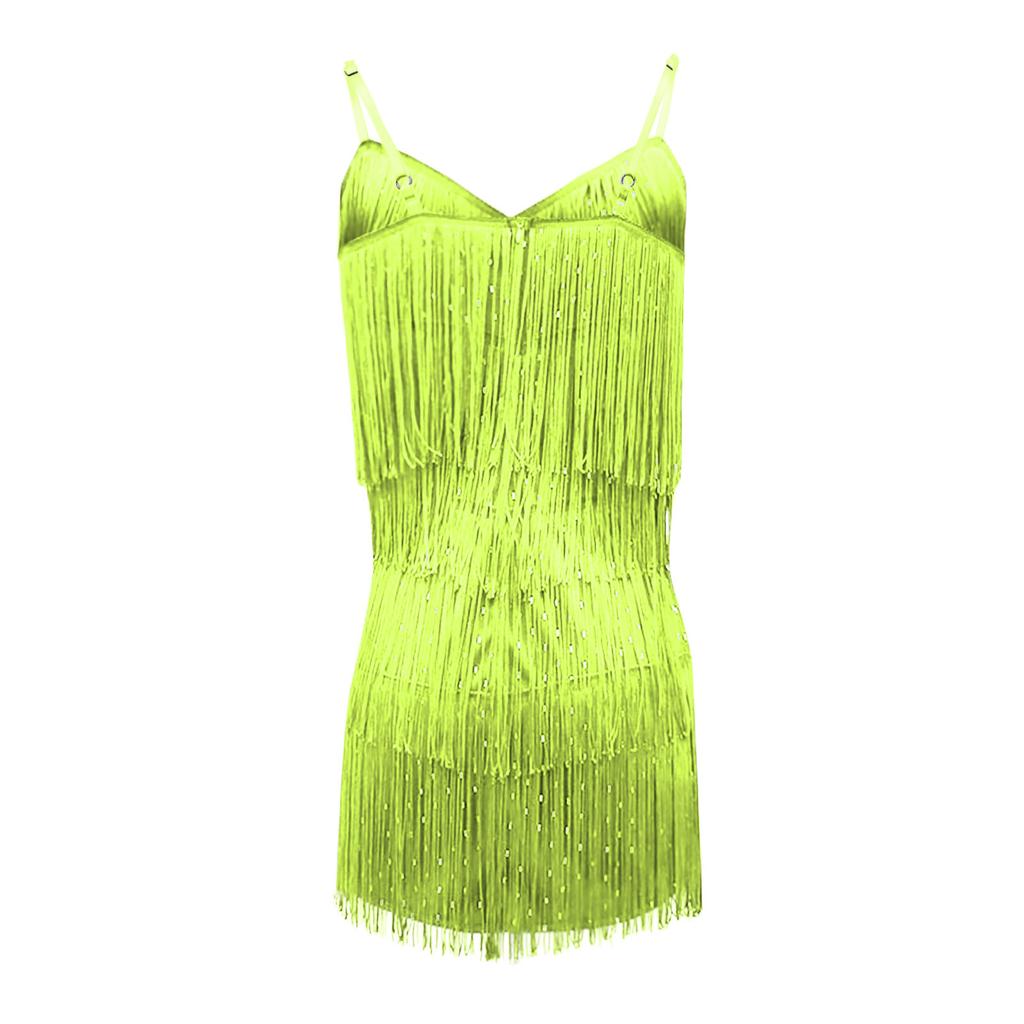 Women's Color Sleeveless Sling Tassel Dress Dress