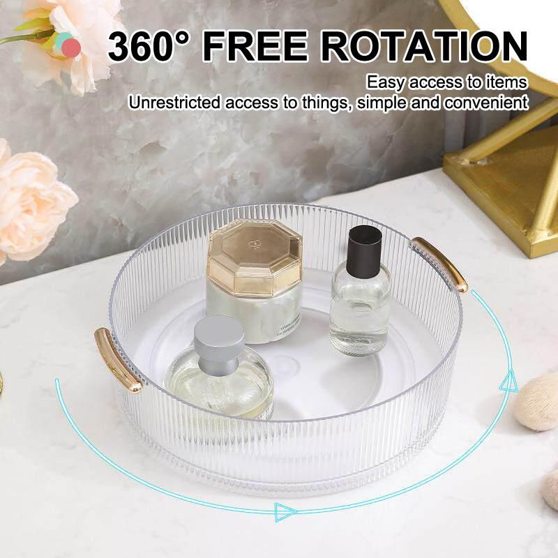 1Pcs Rotating Turntable Desktop Storage Box 360° Rotating Cosmetic Storage Box Lotion Display Box Round Transparent Tray