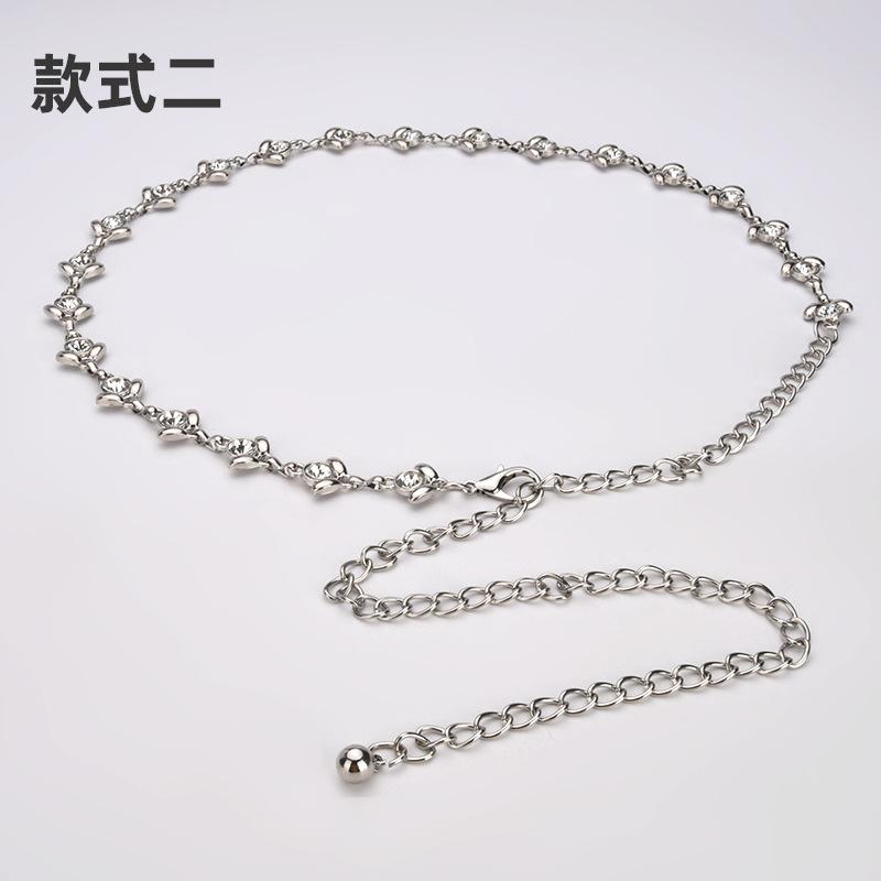 Metal Waist Chain Ladies Elegant Dress Clothing With Body Chain Inlaid Rhinestone Belt