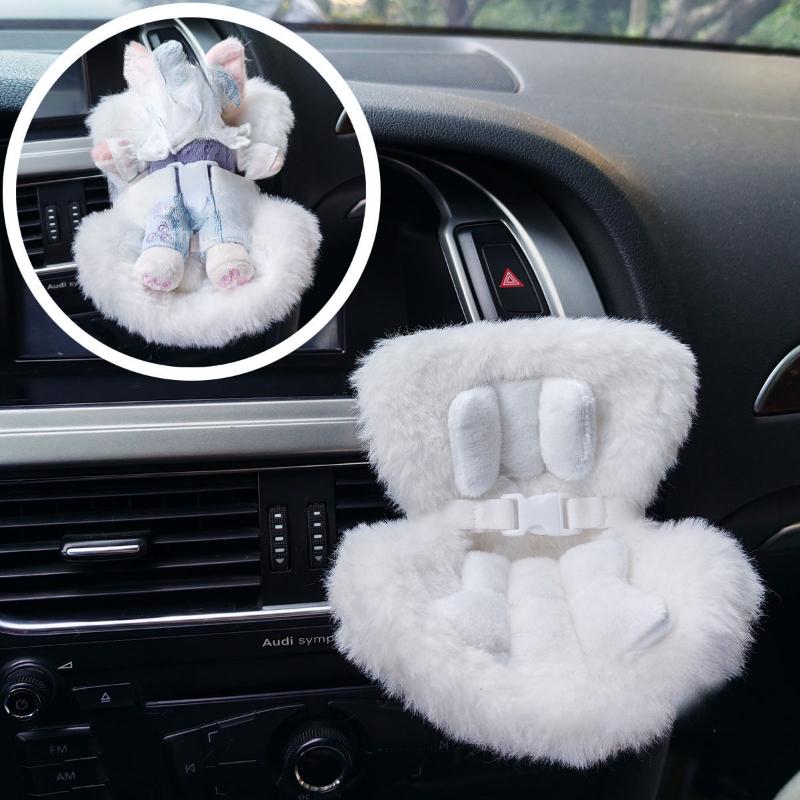 Plush Doll Safety Seat Ornaments for Car Decoration Kawaii 17cm Doll Small Chair Figurines Car Air Conditioning Outlet Decor New