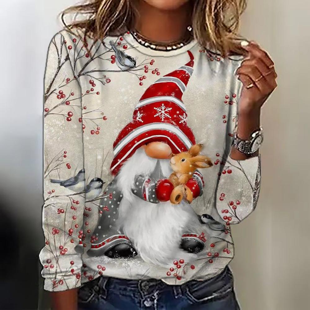 

Рождественские футболки Рождественская елка Снеговик 3D Принт Женская футболка с длинным рукавом Оверсайз Уличная женская туника Футболки Топы Одежда 5XL