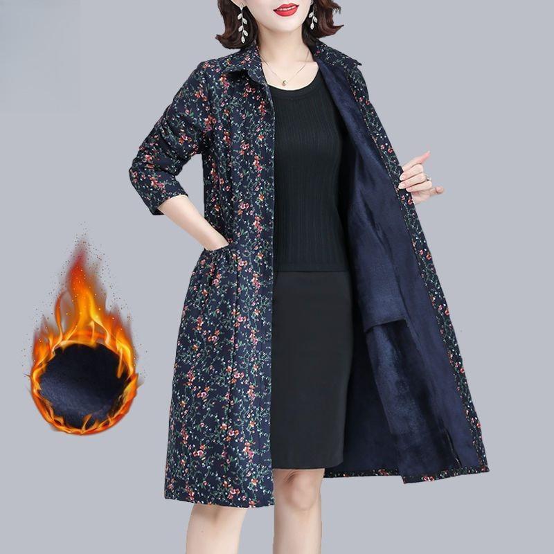 

Бархатное утолщенное пальто-ветровка для женщин среднего и пожилого возраста, женская осенне-зимняя одежда для похудения для мамы, зимнее пальто средней длины 5XL тёмно-синий