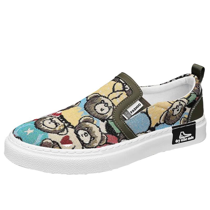 Men Espadrilles Luxury Loafers Man Platform Canvas Shoes Fashion Bear Print Casual Men Shoes Design Summer Classic Slip-on Shoes