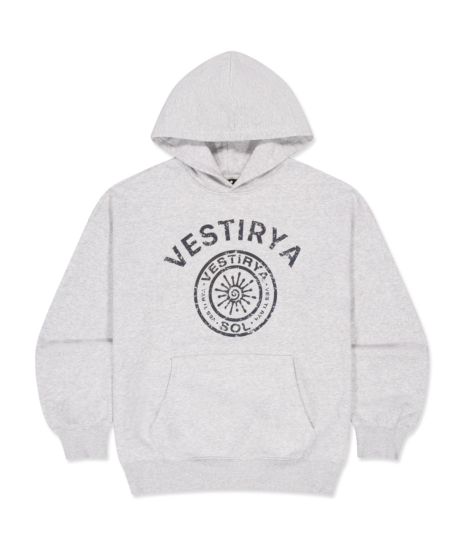 Bestiria Varsity Emblem Over Fit Hoodie Light Gray M
