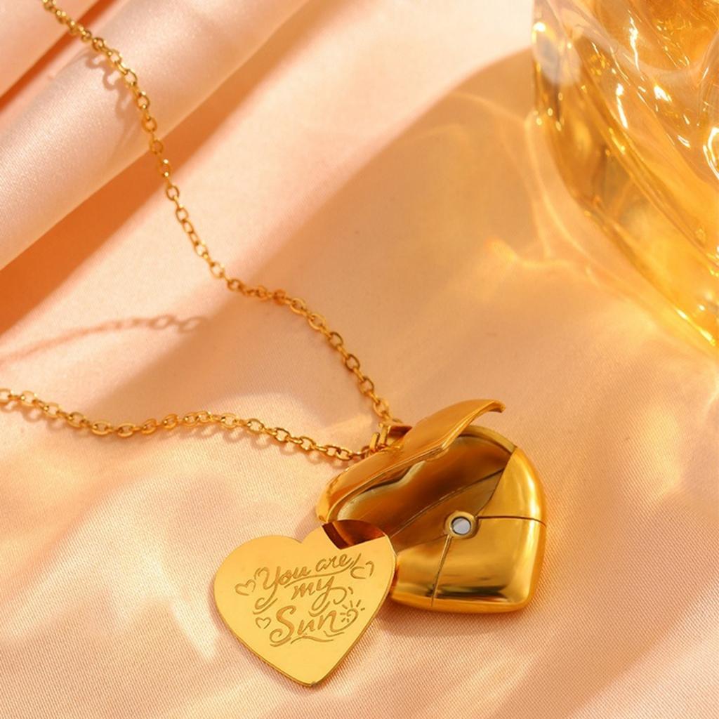 Groothandel Blikopener Liefde Frame Envelop Hart Hanger Bedel Ketting 18k Verguld 304 Roestvrij Staal Dames Delicaat Cadeau Sieraden