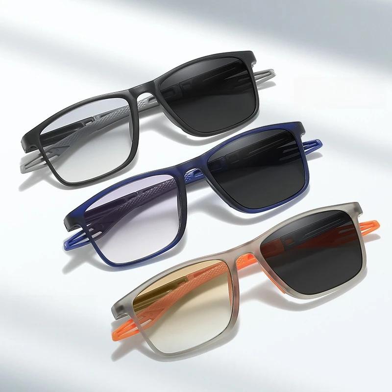 Square Frame Reading Pochromic Glasses Eye Protection Blue Ray Blocking Eyewear Flexible Color Changing Presbyopia Sunglasses