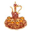 Vintage Coffee Pot Set European Wine Pot Kit With 6 Cups Teapot Tea Service Set for Wedding Birthday Gold Red