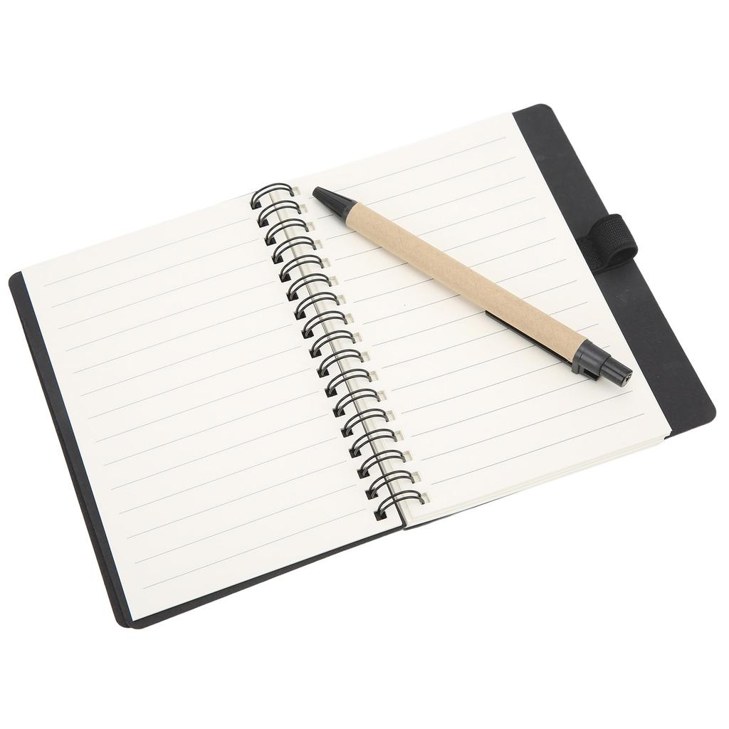 Notebook Portable Simple Double Coil Leather Notebook Student Notepad with Insert Pen Business Office Stationery