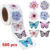 500Pcs/Roll Butterfly Flower Animation Capybara Stickers Anime Decal Cute Kawaii Animation Round Label Sticker For Kids Plaything Gifts