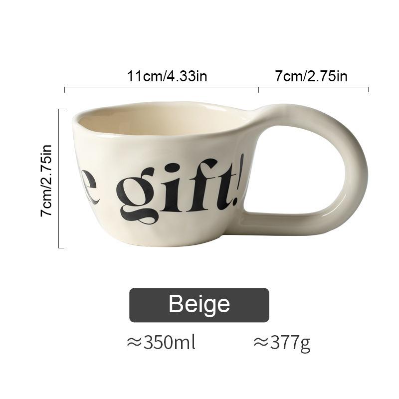 350ml Large Capacity Ceramic Mug Hand Pinched Big Ears Home High Value Water Cup Milk Coffee Cup Couple Pair Gift Cup