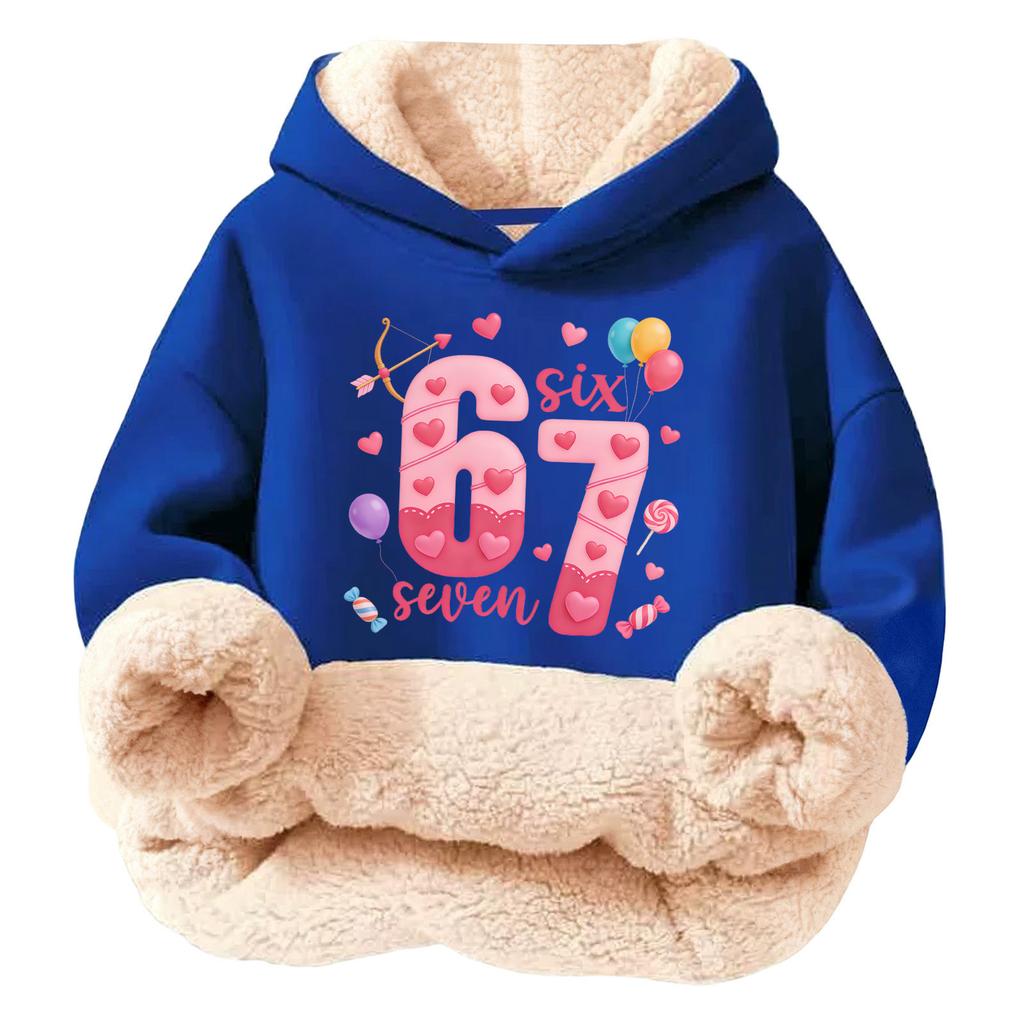 Çocuklar İçin Modaya Uygun Baskılı Günlük Polar Kapüşonlu Bol Kesim Cepli Olmayan Hoodie